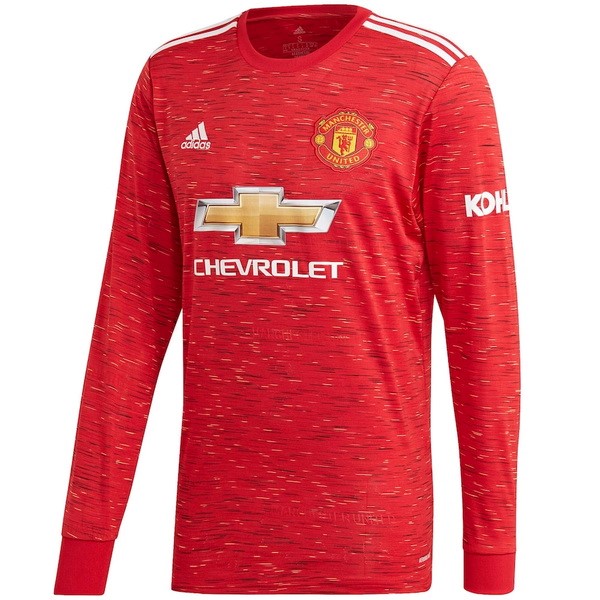 Camiseta Manchester United Replica Primera Ropa ML 2020/21 Rojo